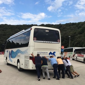 Traditional technique for powering bus off ferry