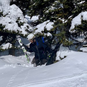 AWB on *skis* digs out from a tree well