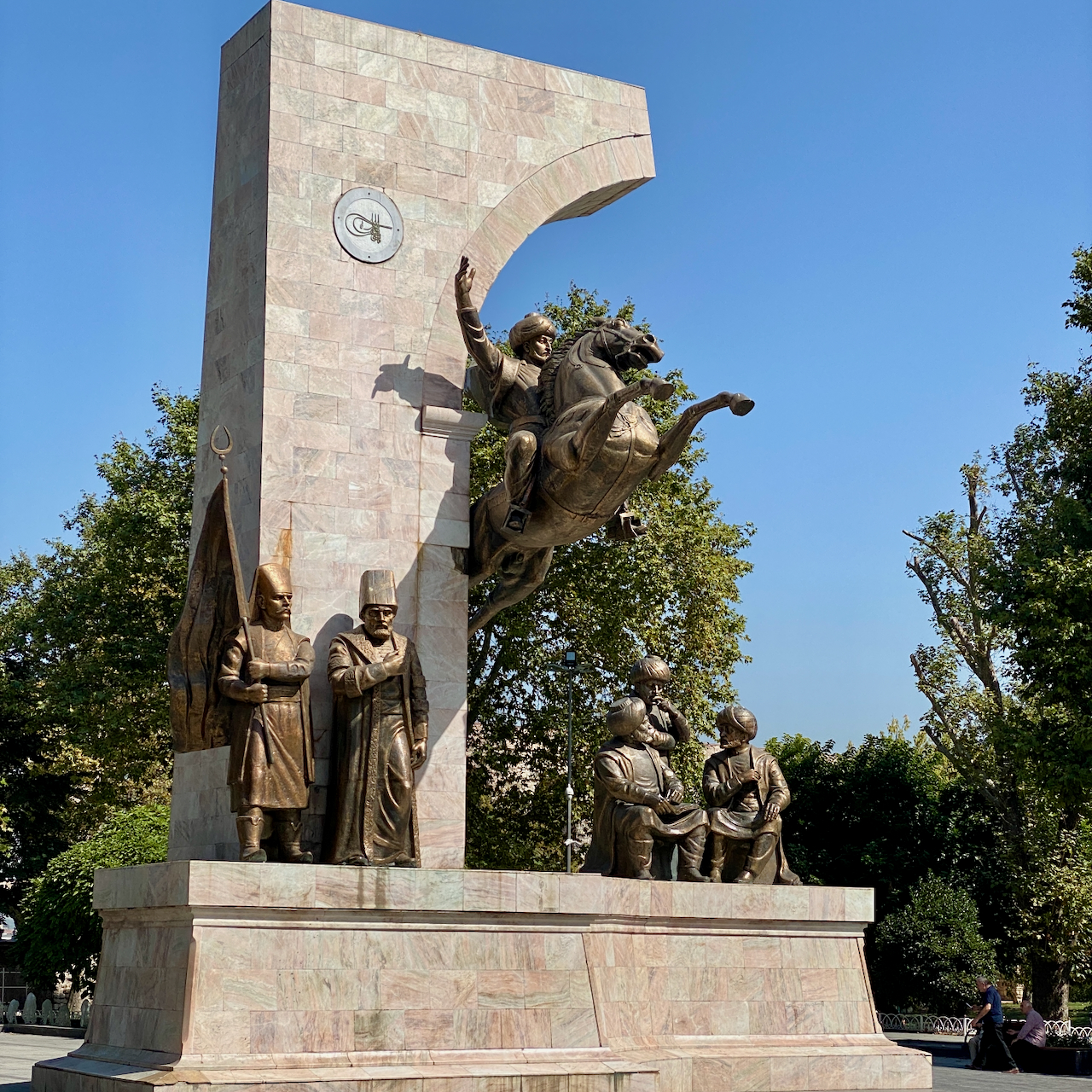 Fatih Memorial Park with an equine statue of 15th-century Sultan Mehmed II